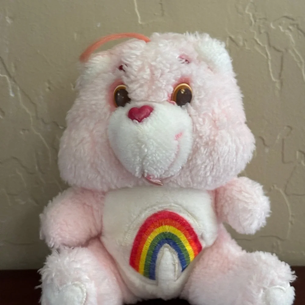 Cheer Bear Care Bear Pink W/ Rainbow Plush Toy Stuffed Animal Vintage 1980s Mini - Picture 3 of 9